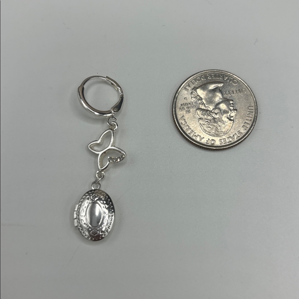 Sterling Silver Locket Drop Earrings in Silver